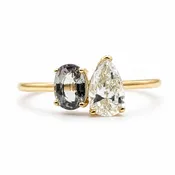 Ring Et Toi Moi 0.83ct Pear Diamond GIA: 2235584997 .82ct Color-Changing Alexandrite 14ky 1.5mm Sz7 2.52g 126070158