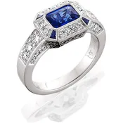 Blue Sapphire and Diamond Ring