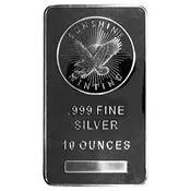 10 Troy oz Sunshine Mint .999 Fine Silver Bar Mint Mark SI Sealed