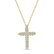 10K Yellow Gold Diamond Cross Necklace M13P2374S0411