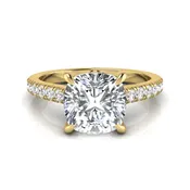 1.5 Carat Cushion Hidden Halo Lab Grown Diamond Engagement Ring with Accent Diamonds