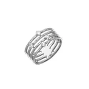 14k White Gold Four Row Diamond Ring