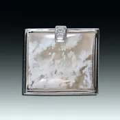 “A more perfect union” agate, diamond, 14k gold and platinum pin