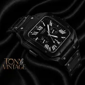 Chronograph All Black Watch With Matching Dial and Chain