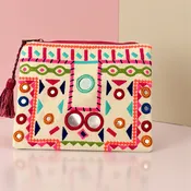 Beaded Embroidered Clutch – Vintage Style Makeup Bag with beaded Details