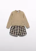 Abel & Lula - Baby Girl Houndstooth Shorts Set