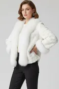 Chevron Sectioned Mink Fur Jacket with Fox Fur Tux & Cuffs