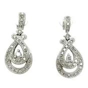 10k White Gold 1/3ctw Diamond Drop Dangle Earrings 3.8g