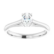 #122047 266 14K White 6×4 mm Oval Solitaire Engagement Ring – Includes all Diamonds