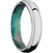 14K White Gold + Polish , Satin Finish + Black Mother of Pearl