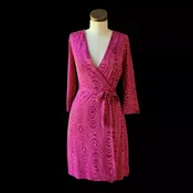 Diane Von Furstenberg Wood Grain Wrap Dress Small