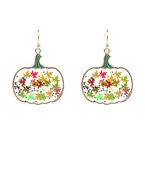 Acrylic Pumpkin Earrings With Leaves