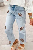Game Day Patched Jeans