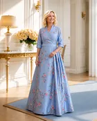 Elegant Blue Floral Gown - Perfect for Weddings & Special Occasions — Gramercy Atelier