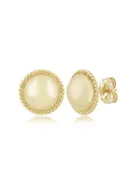14K Yellow Gold Dome Twist Wire Edge Earrings