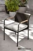 Alfresco Home Elle Belt Dining Armchair with Teak Arm Rests | Cushion Inclusive
