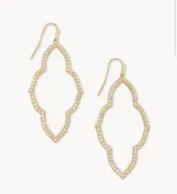 Abbie White Crystal Open Frame Gold Earrings
