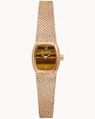 17mm Bulova 97L185 Goddess of Time Rose Gold Ladies Quartz Wristwatch Tigers Eye