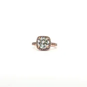 14K Tri-Color Diamond Halo Ring