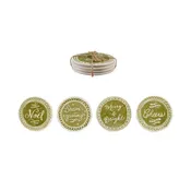 Coasters with Holiday Design & Saying, Green & White, Set of 4 Tied with Jute