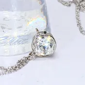 14k White Gold Bezel Set Necklace &amp; 18in chain