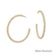Beaded 1.7" Gold Hoop Earrings
