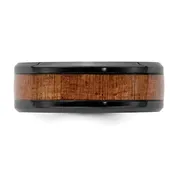 Black Zirconium 8mm Band with Wood Inlay