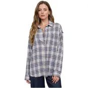Blue Plaid Collared Button Down Top