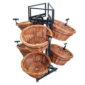 2-Tier Floor Display with Triangle Base and 6 Round Willow Baskets