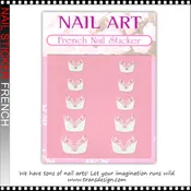 NAIL STICKER French, French Line with Lace Design #68-08