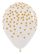 11" Latex - Clear With Gold Confetti All Over