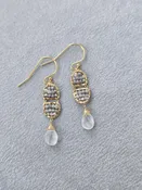 Double scallop earring with labradorite & moonstone #4617-G — Michelle Pressler Jewelry