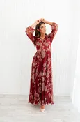 Adoria Burgundy Floral Velvet Maxi - DM Exclusive - Restocked - Maternity Friendly