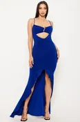 DM25791A - U SHAPE BUCKLE ON BUST BRALETTE TOP MAXI DRESS