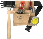 3-pocket Suede Leather Nail & Tool Bag With Adjustable Belt