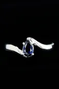 14k Solid White Gold and Natural Sapphire Ring