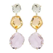 18K AMORFUS EARRINGS (0826) - Prasiolite, Pink Amethyst, Light Citrine/ YG