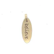 10K Brushed Gold Oval 'Believe' Pendant
