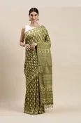Art Silk Batik Print Saree In Green (SRKGWG1G0507)