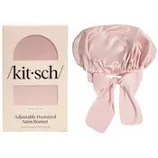Adjustable Oversized Satin Bonnet- Blush