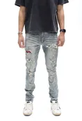 Multi Color Paisley Distressed Rhinestone Skinny Denim