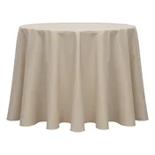 Beige 132" Round Poly Cotton Twill Tablecloth