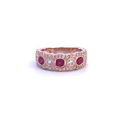14 Karat Rose Gold Ruby & Diamond band.