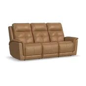Ranger Leather Power Reclining Sofa with Console, Power Headrest, Lumbar, Heat &amp;amp; Massage