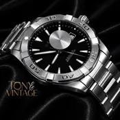All Silver Watch with Deep Black Dial
