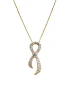 0.61ctw diamond and yellow gold ribbon pendant with chain 18K