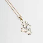 14kt White and Yellow Gold Diamond Look Star Necklace with 18” chain
