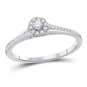 10K White Petite Diamond Ring Halo 1/5 CTTW