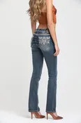 Aztec Embroidery Bootcut Jeans