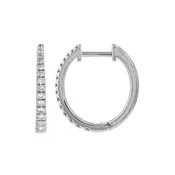 14k White Gold Diamond Tapered Hoop Earrings